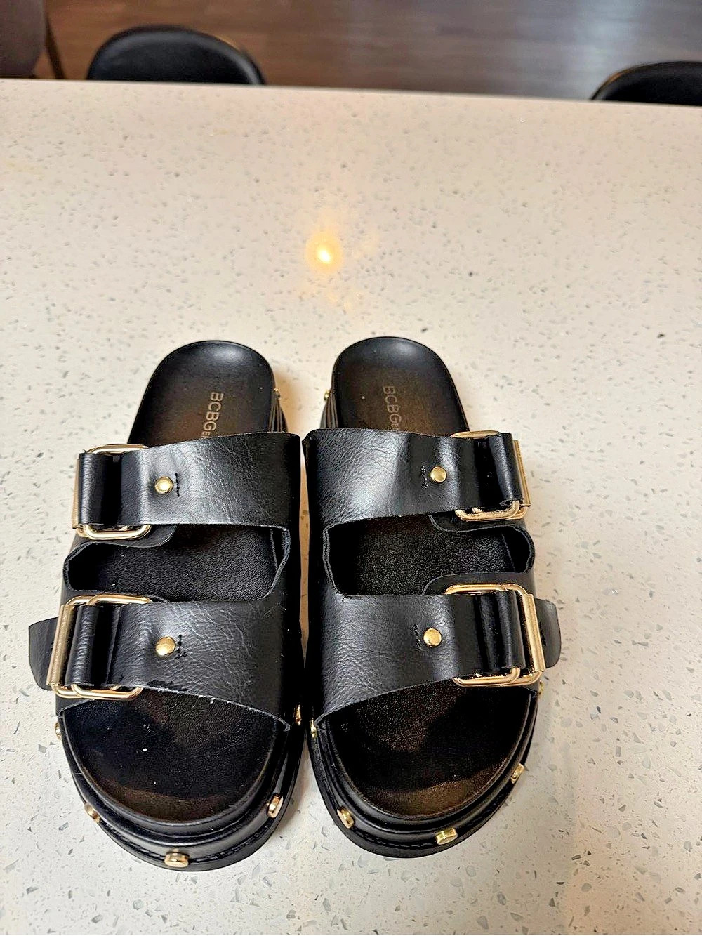 BCBGeneration Barah Slide Sandal Black Platform Sandals US 7.5